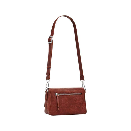 Desigual brown polyethylene handbag with adjustable strap, part of spring/summer collection, made of 100% polyurethane.