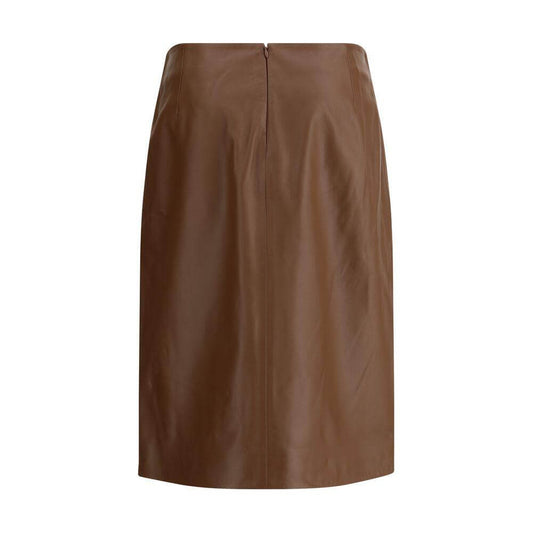 Loulou Studio Ekare lambskin skirt with back zipper and asymmetrical slit, elegant modern design, regular fit classic silhouette.