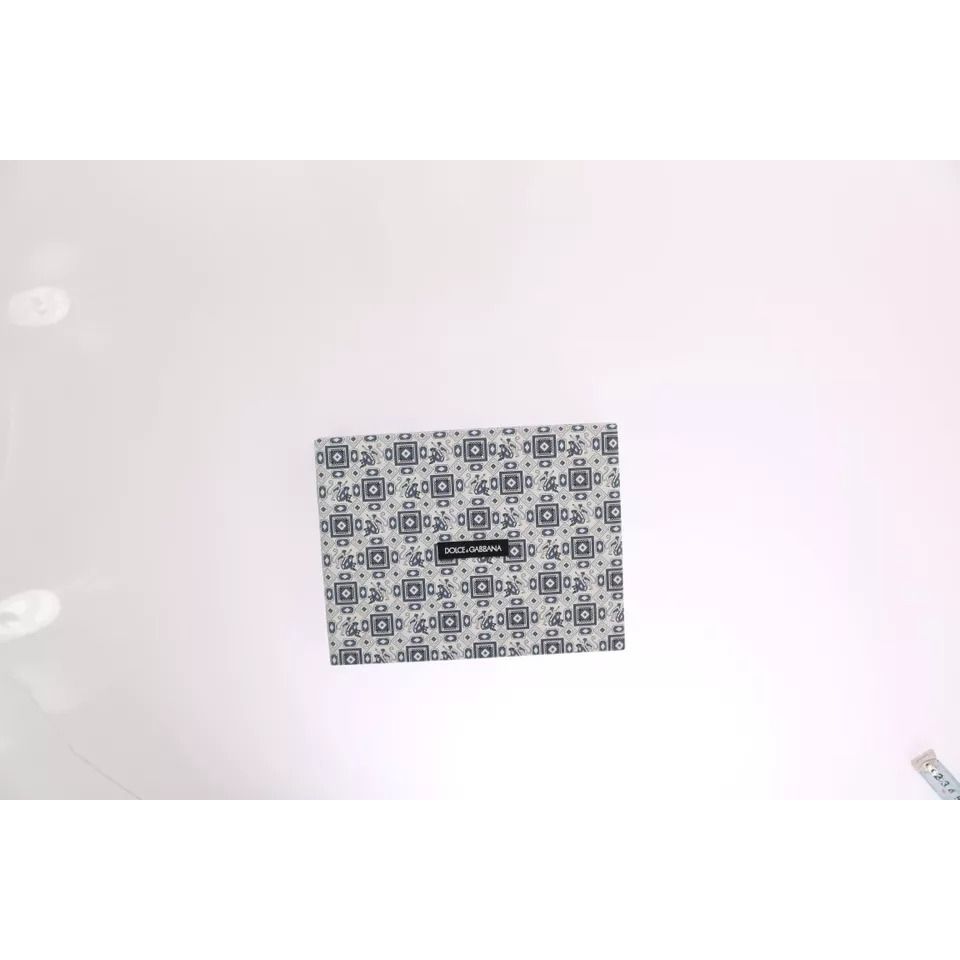 Dolce & Gabbana White Blue Silk Bowtie Leather Belt Gift Box Set