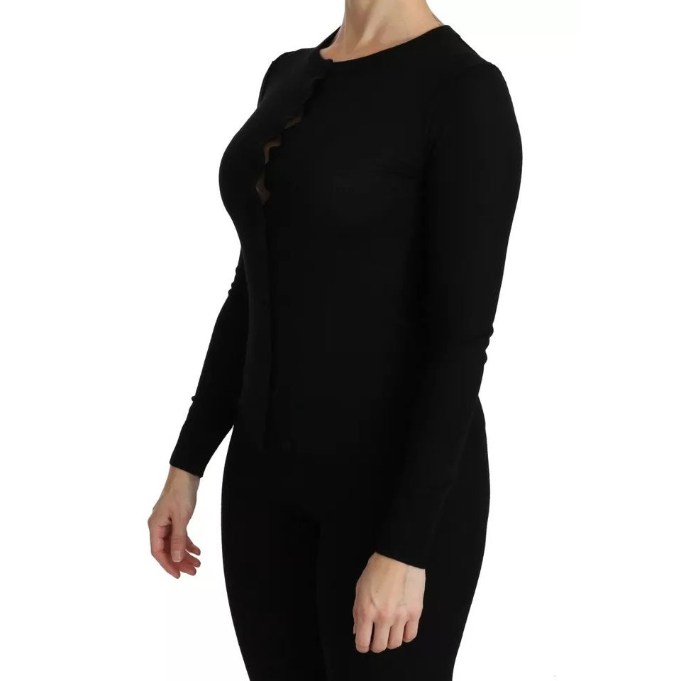 Dolce & Gabbana Black Virgin Wool Long Sleeve Top Blouse Top