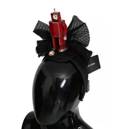 Dolce & Gabbana Red Black Robot Clear Crystal Headband Tiara Diadem