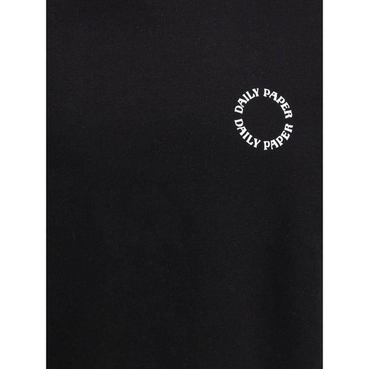 Daily Paper sweatshirt with iconic monogram logo on black fabric, showcasing a minimalist and stylish look.