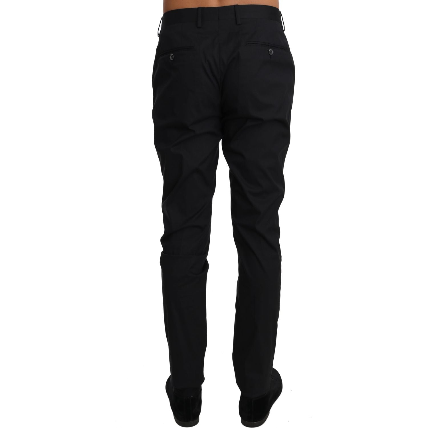Dolce & Gabbana Black Cotton Stretch Formal Trousers Pants