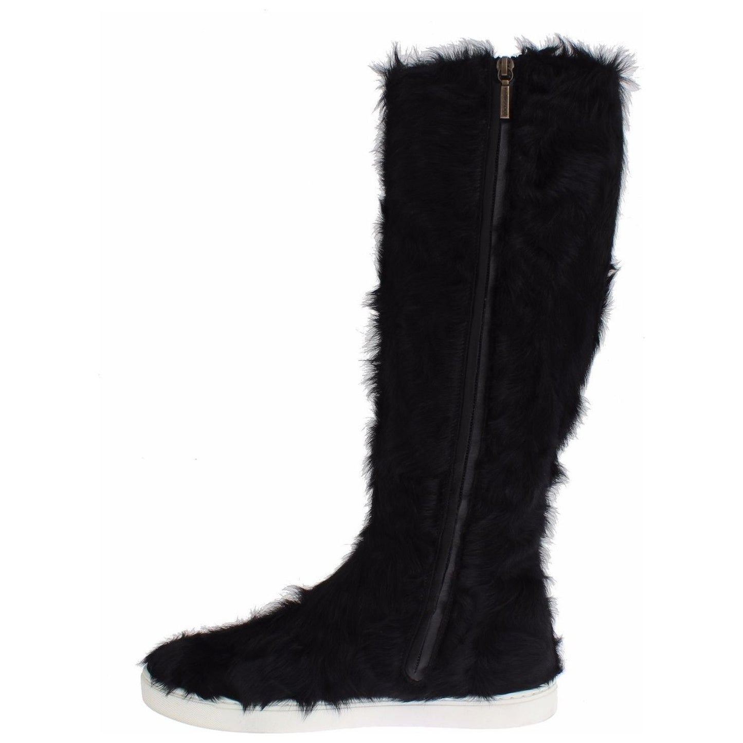 Dolce & Gabbana Black Xiangao Lamb Fur Leather Boots