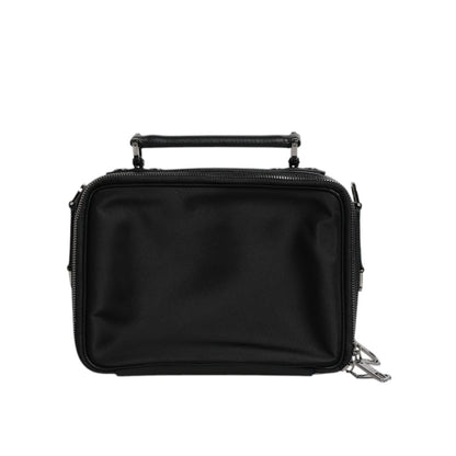 Dolce & Gabbana Black Nylon Leather Logo Top Handle Crossbody Bag
