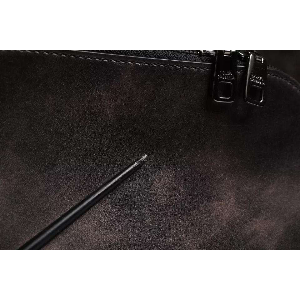 Dolce & Gabbana Bronze Leather School Travel Backpack Bag