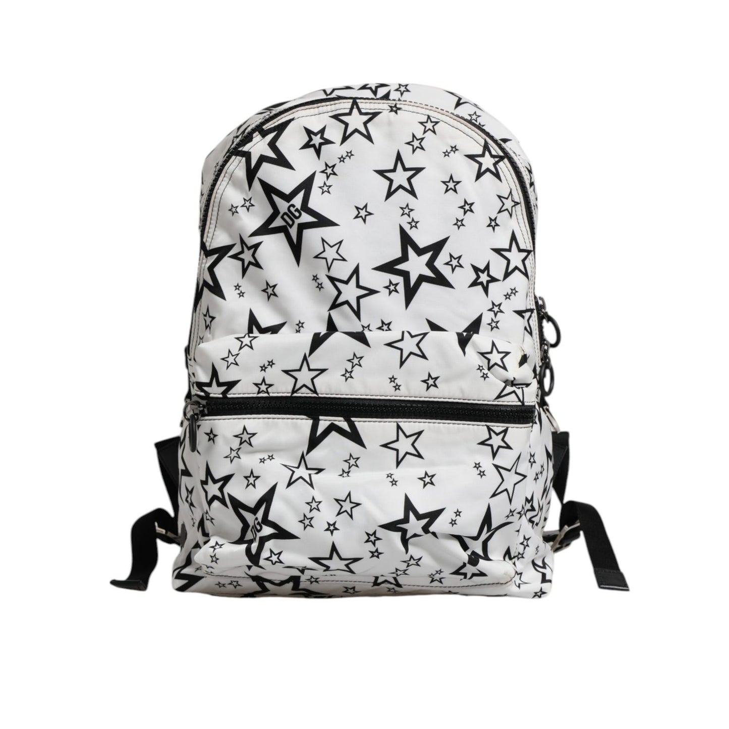 Dolce & Gabbana White DG Stars Print Nylon School Backpack Bag