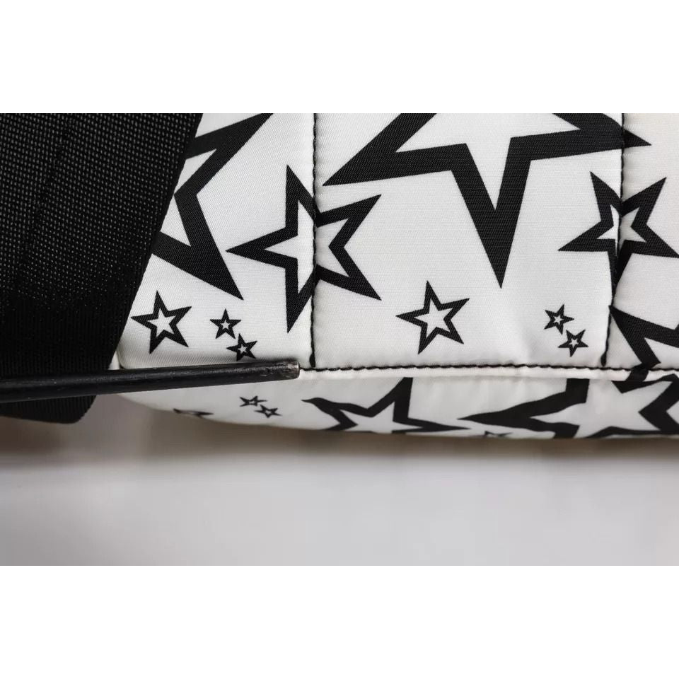 Dolce & Gabbana White DG Stars Print Nylon School Backpack Bag
