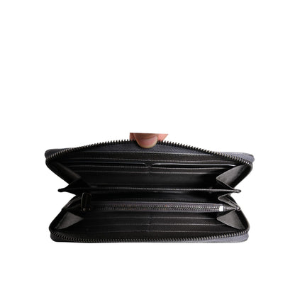 Dolce & Gabbana Dark Gray Leather DG Logo Zip Around Continental Wallet