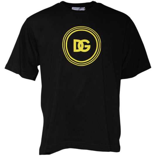 Dolce & Gabbana Black Logo Print Cotton Crew Neck T-shirt