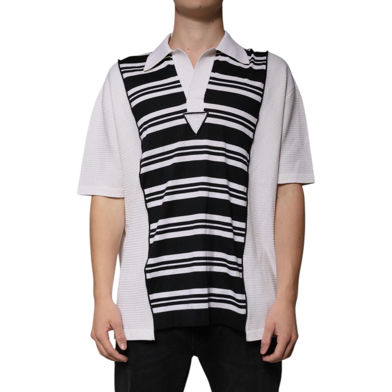 Dolce & Gabbana Black White Stripes Collared Polo T-shirt