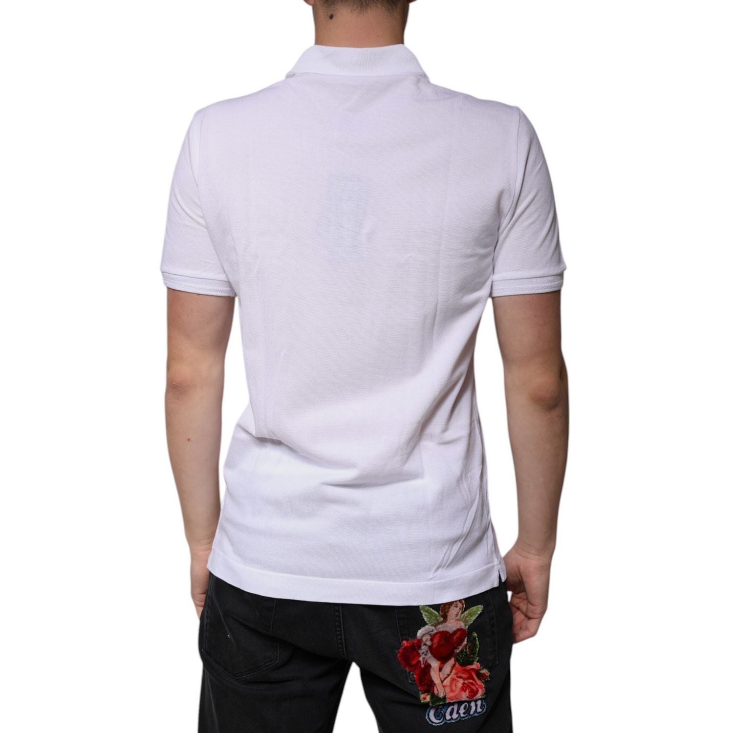 Dolce & Gabbana White Collared Short Sleeves Polo T-shirt