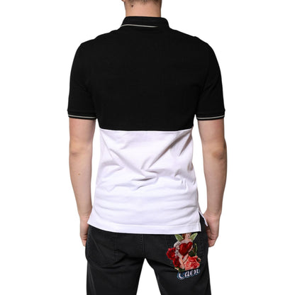 Dolce & Gabbana Black White Cotton Short Sleeves Polo T-shirt
