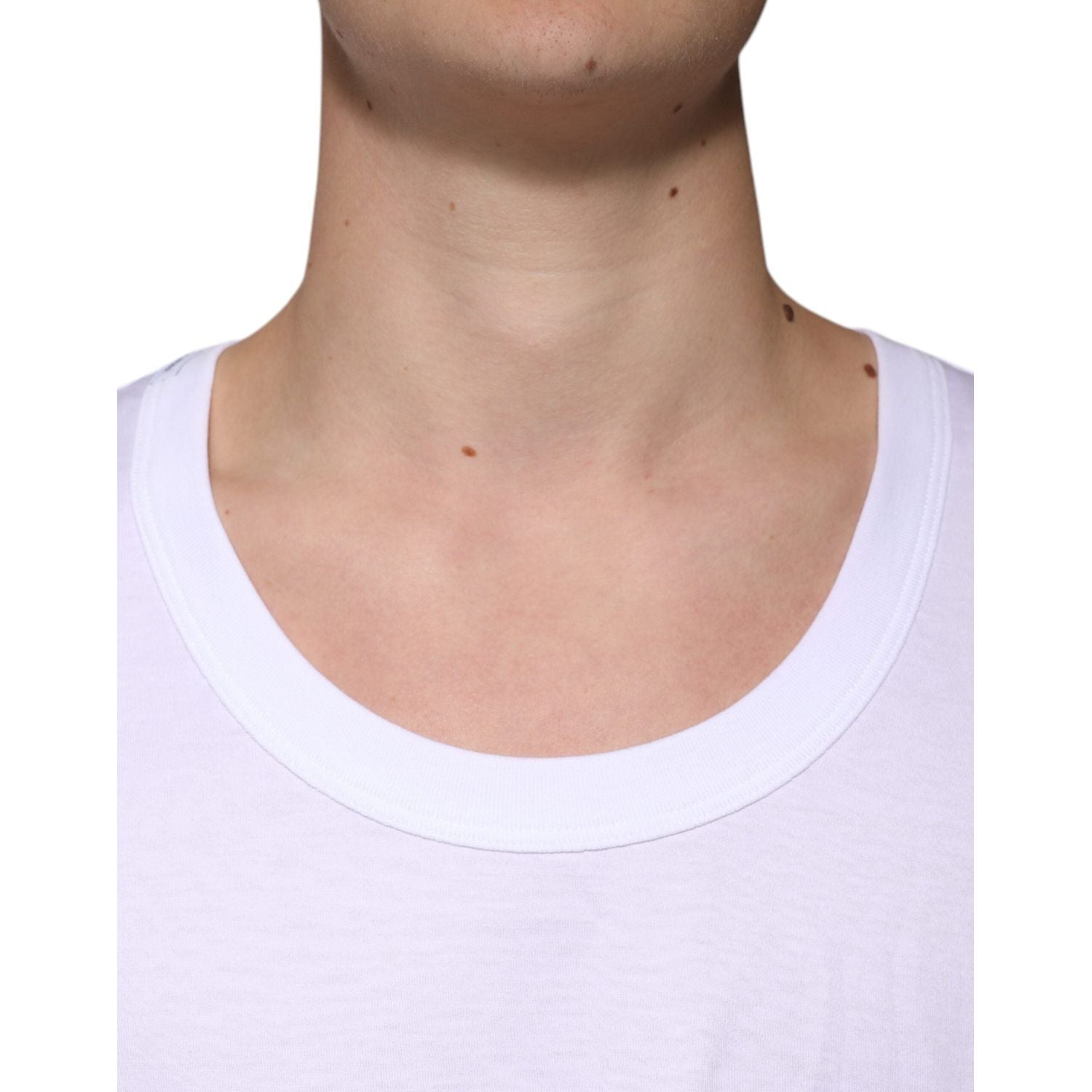 Dolce & Gabbana White Cotton Sleeveless Round Neck Tank T-shirt