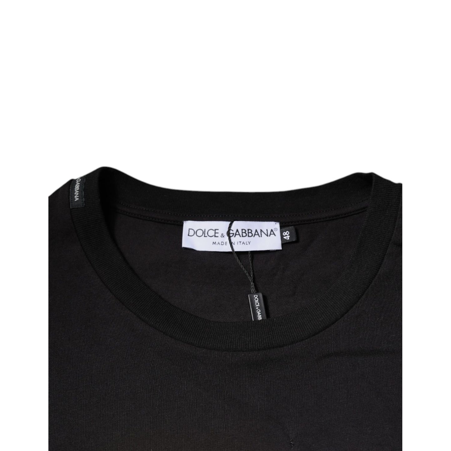 Dolce & Gabbana Black Logo Print Cotton Crew Neck T-shirt