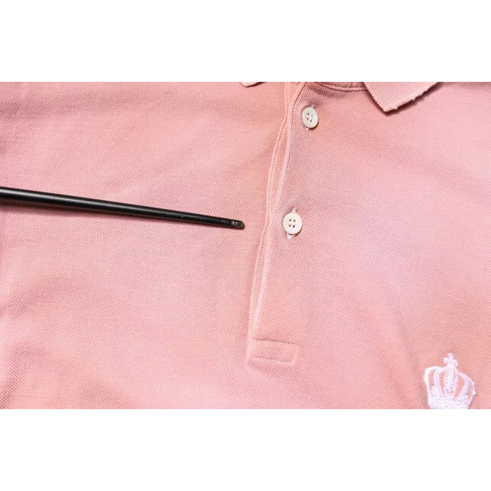 Dolce & Gabbana Pink Crown Collared Short Sleeve Polo T-shirt