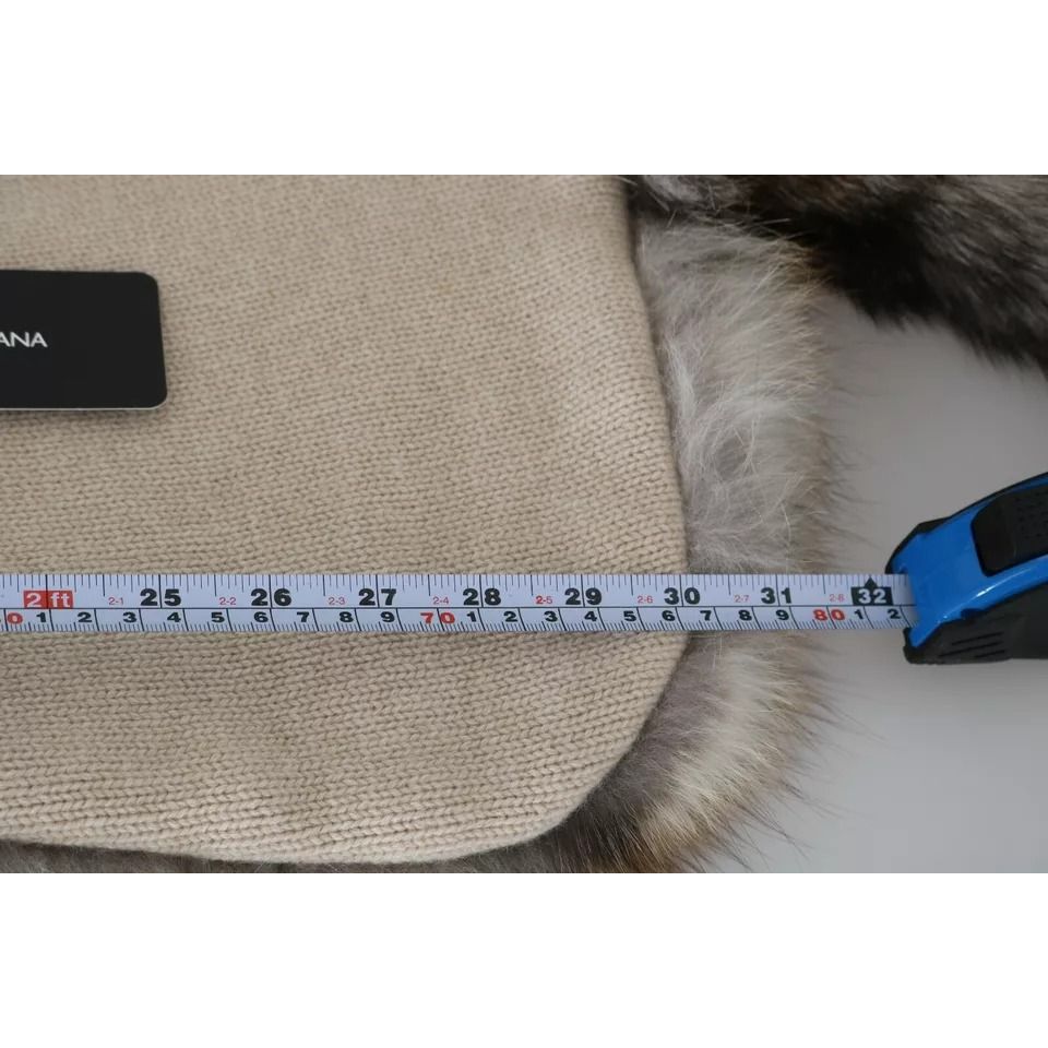 Dolce & Gabbana Brown Fox Tail Fur Shawl Neck Wrap Cover Collar Scarf