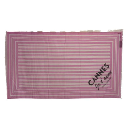 Dolce & Gabbana Pink White Striped Cotton Wrap Shawl Scarf