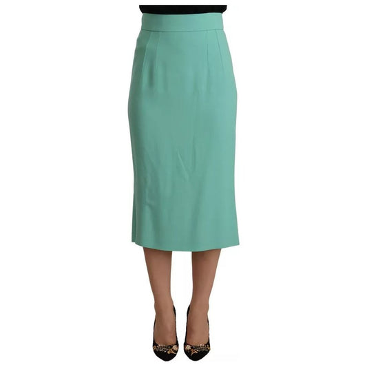 Dolce & Gabbana Mint Green Viscose Pencil Cut Midi Skirt SKI1608-38