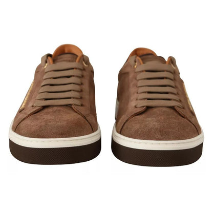 Dolce & Gabbana Brown Suede Logo Low Top Sneakers Men Shoes