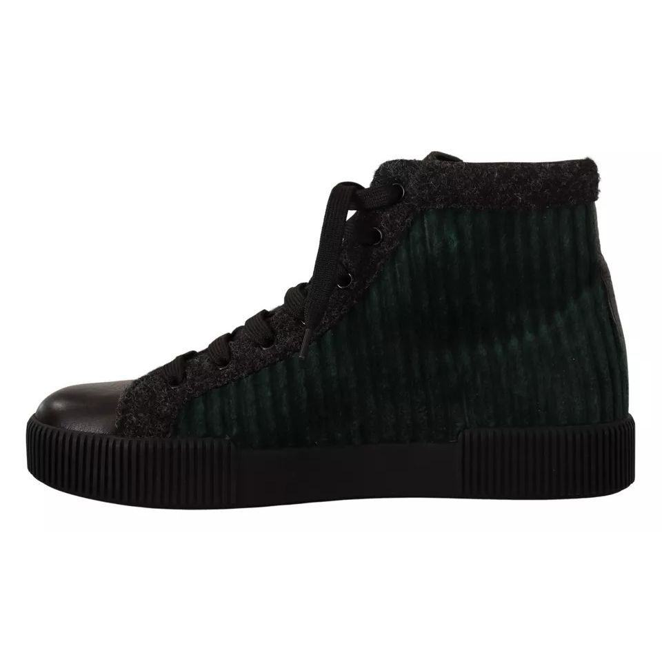 Dolce & Gabbana Green Corduroy High Tops Sneakers Mens Casual Shoes