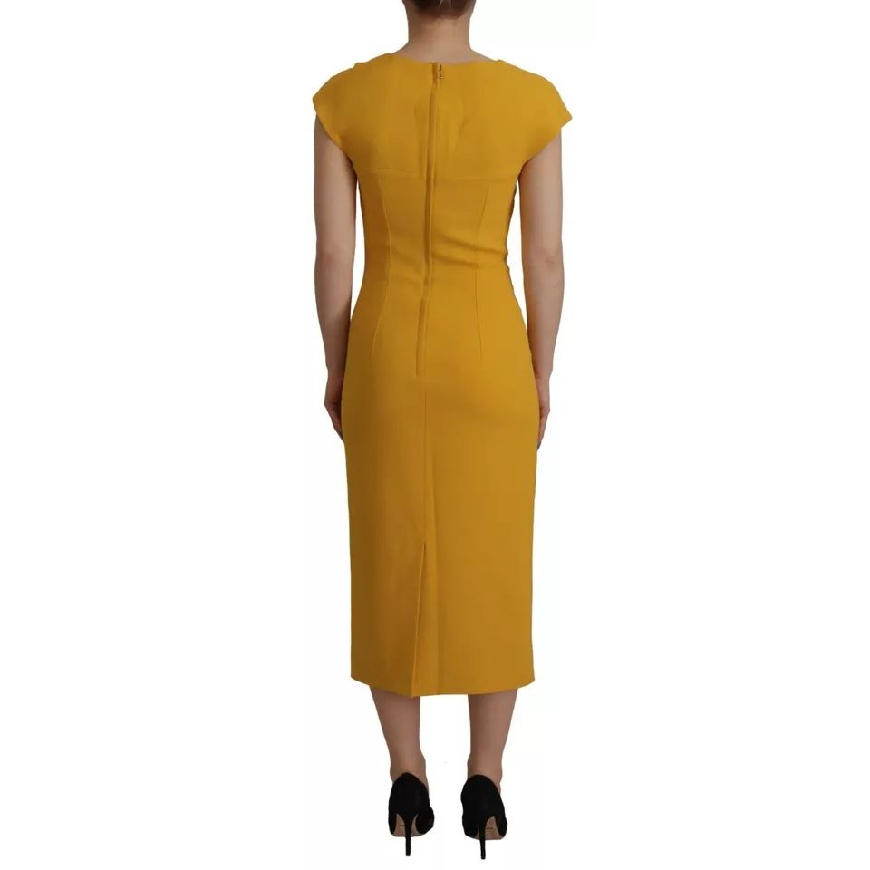 Dolce & Gabbana Yellow Viscose Sleeveless Sheath Midi Dress