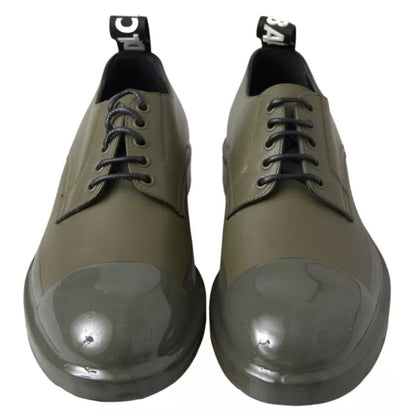 Dolce & Gabbana Green Leather Rubber Sole Dress Shoes