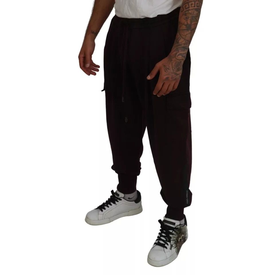 Dolce & Gabbana Bordeaux Cotton Cargo Jogger Sweatpants Pants