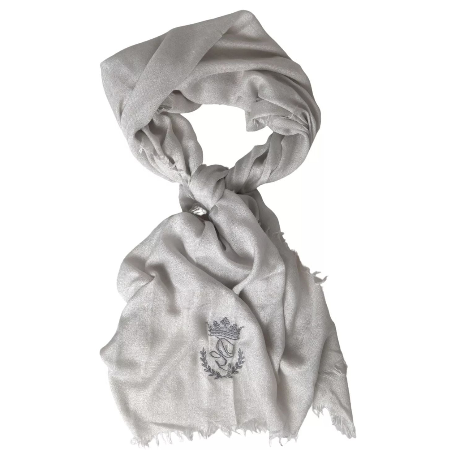 Dolce & Gabbana Gray Cashmere Wrap Shawl Fringe Scarf