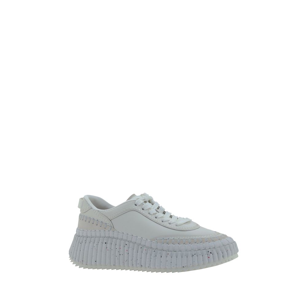 Chloé White Calf Leather Bos Taurus Platform Sneakers