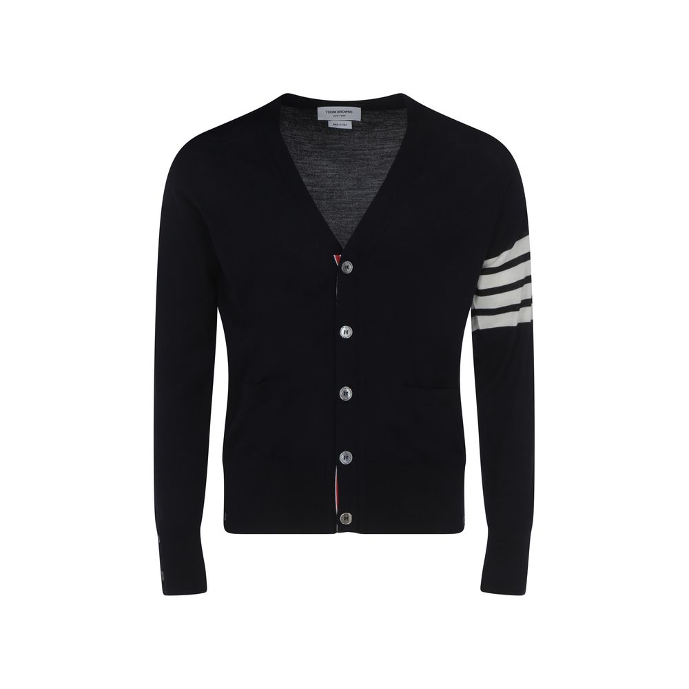 Thom Browne Blue Fleece Wool Cardigan