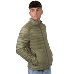 Yes Zee Green Nylon Men Jacket with Concealable Hood