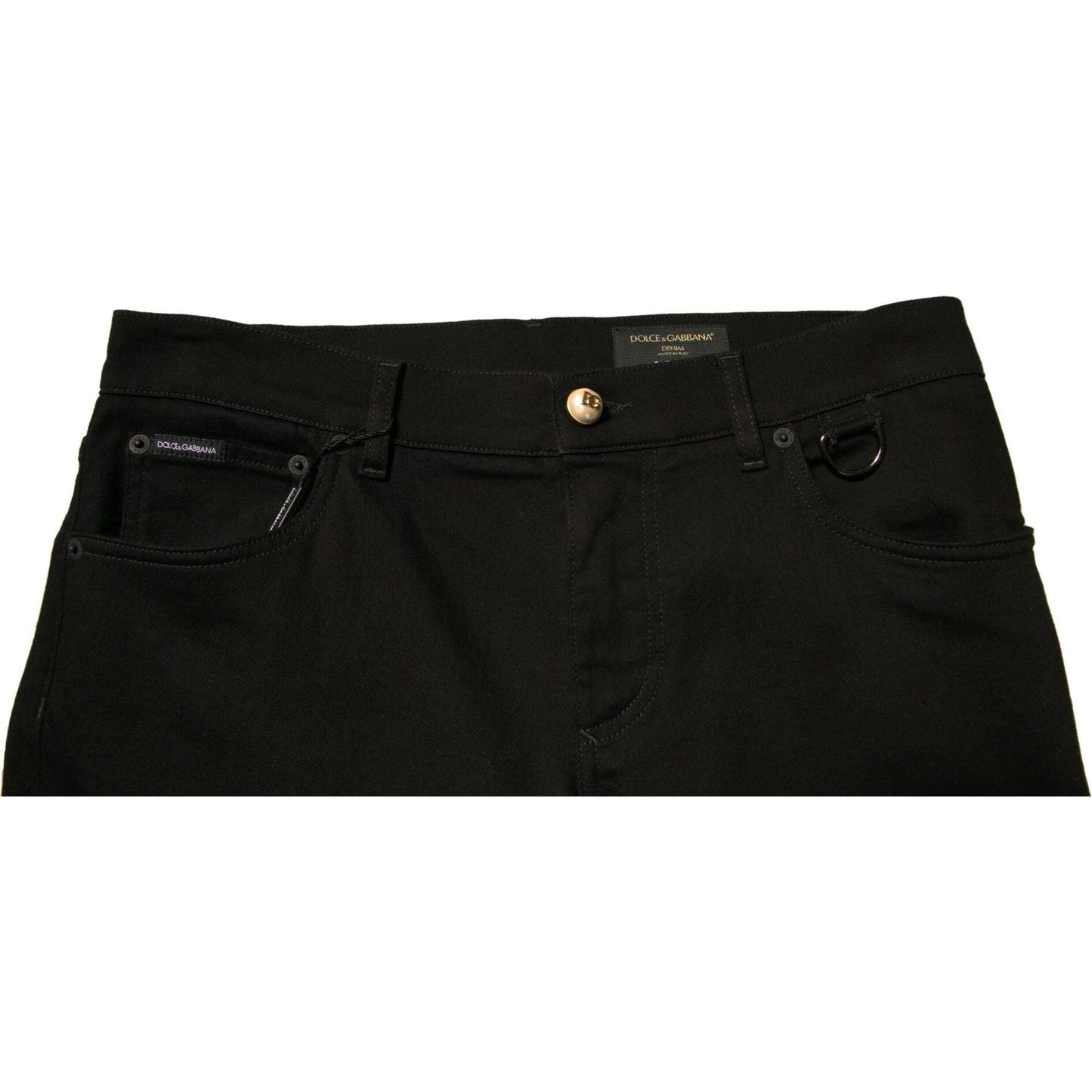 Dolce & Gabbana Black Logo Cotton Stretch Skinny Denim Jeans