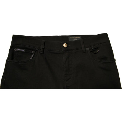 Dolce & Gabbana Black Logo Cotton Stretch Skinny Denim Jeans