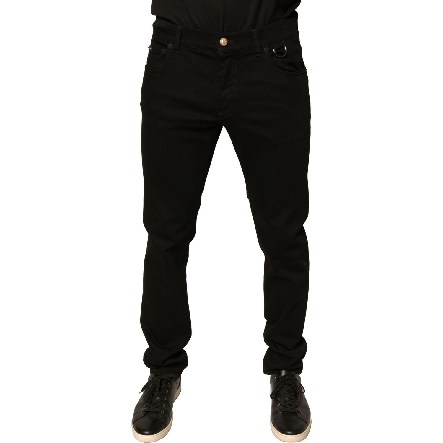 Dolce & Gabbana Black Logo Cotton Stretch Skinny Denim Jeans