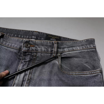 Dolce & Gabbana Gray Logo Cotton Stretch Skinny Denim Jeans