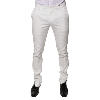 Dolce & Gabbana White Cotton Tapered Formal Dress Pants Dolce & Gabbana