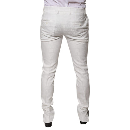 Dolce & Gabbana White Cotton Tapered Formal Dress Pants Dolce & Gabbana