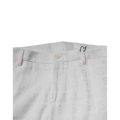 Dolce & Gabbana White Cotton Tapered Formal Dress Pants Dolce & Gabbana