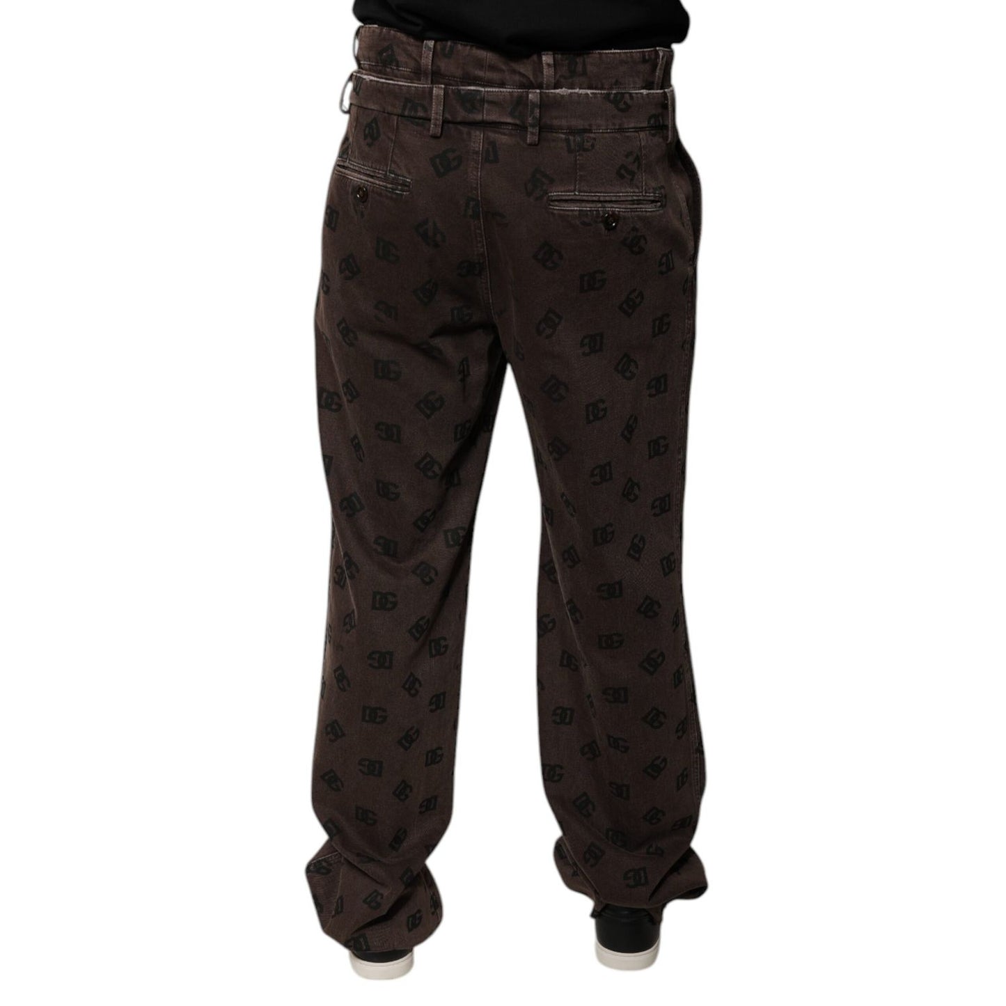 Dolce & Gabbana Brown Logo Cotton Straight Denim Jeans