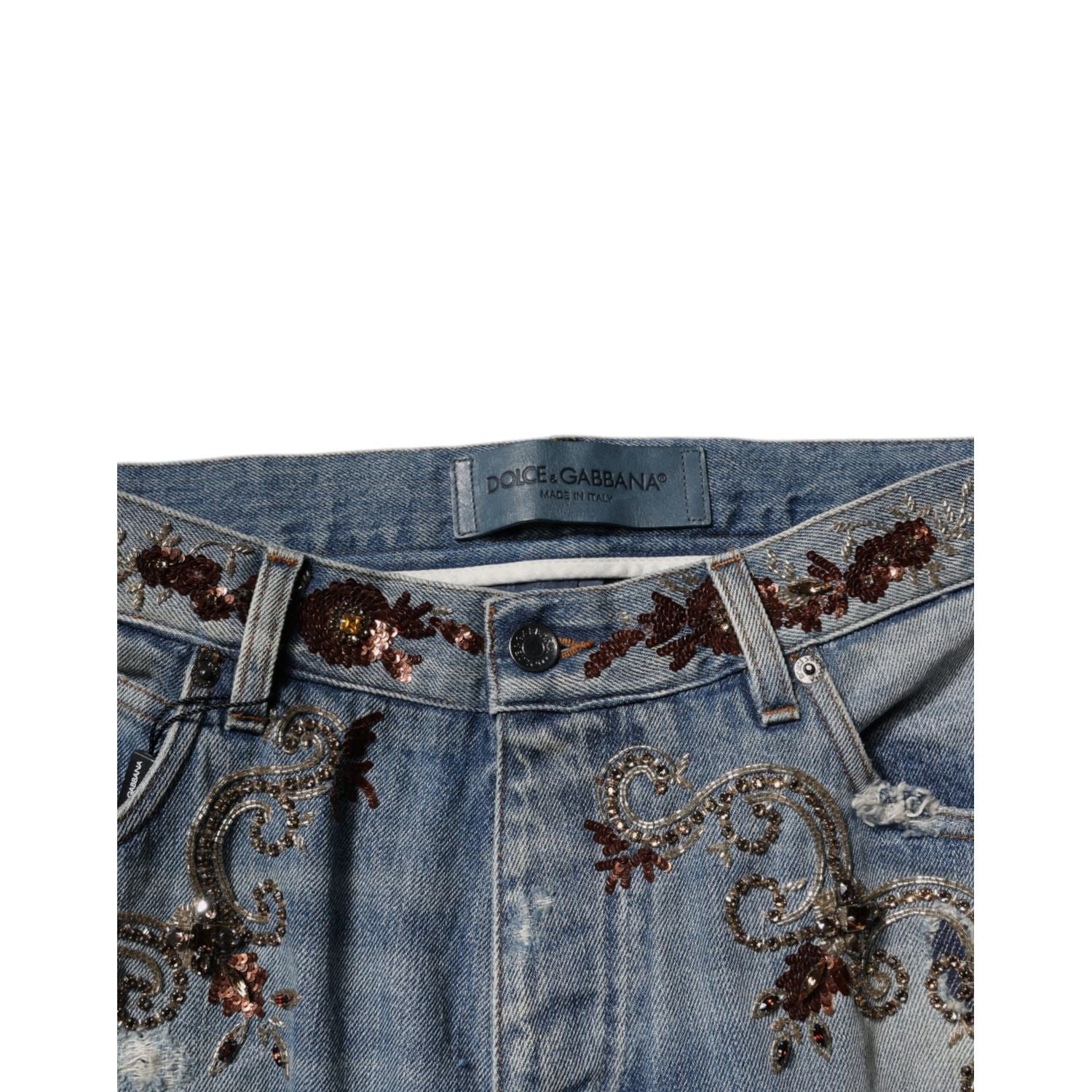 Dolce & Gabbana Light Blue Embroidered Skinny Denim Jeans