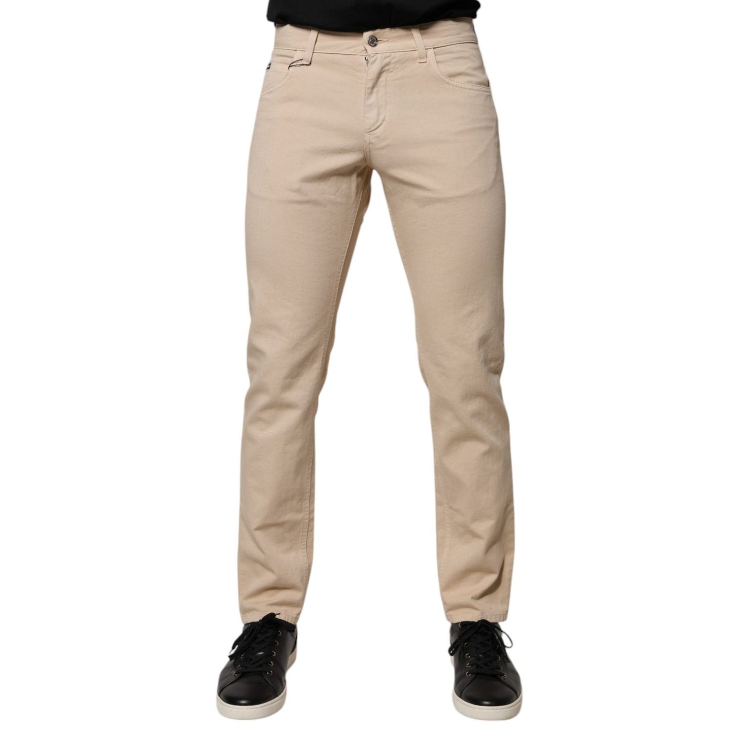 Dolce & Gabbana Beige Cotton Stretch Regular Men Denim Jeans