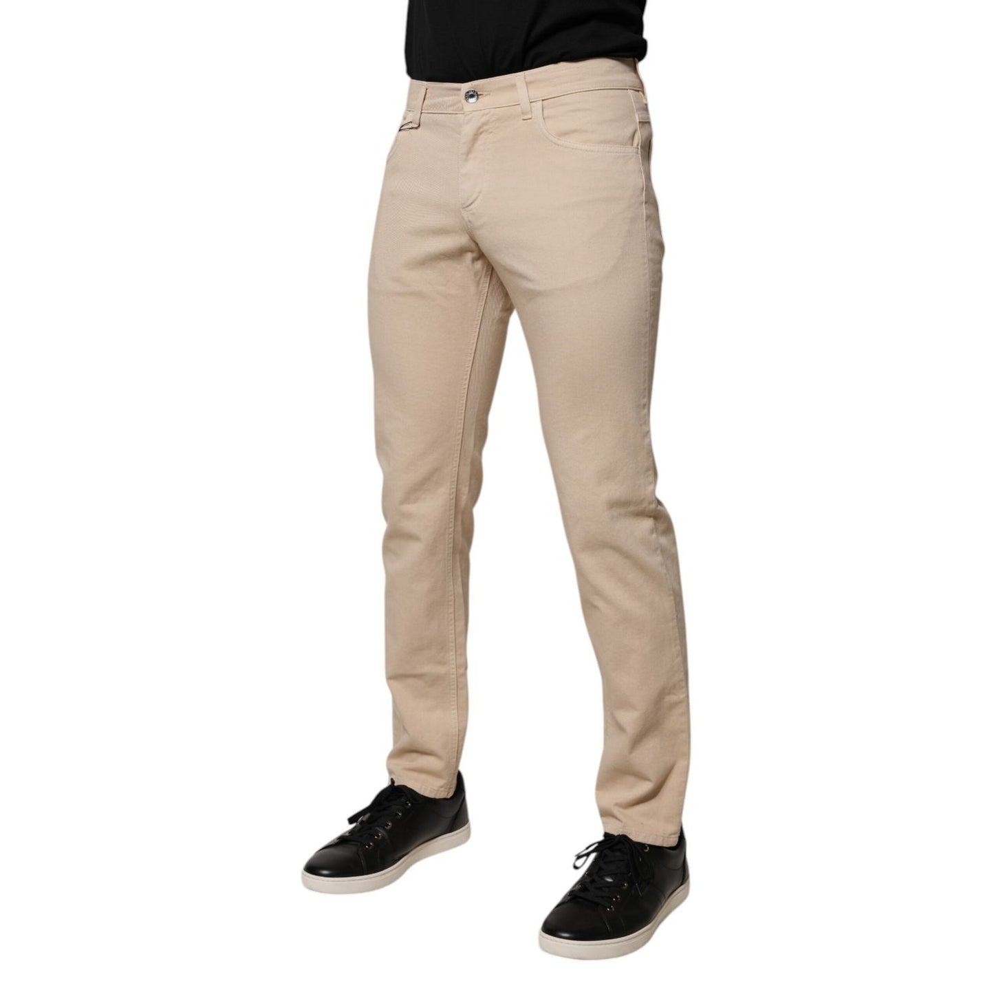 Dolce & Gabbana Beige Cotton Stretch Regular Men Denim Jeans