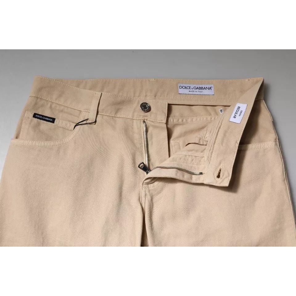 Dolce & Gabbana Beige Cotton Stretch Regular Men Denim Jeans