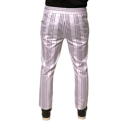 Dolce & Gabbana White Stripe Cotton Dress Skinny Pants