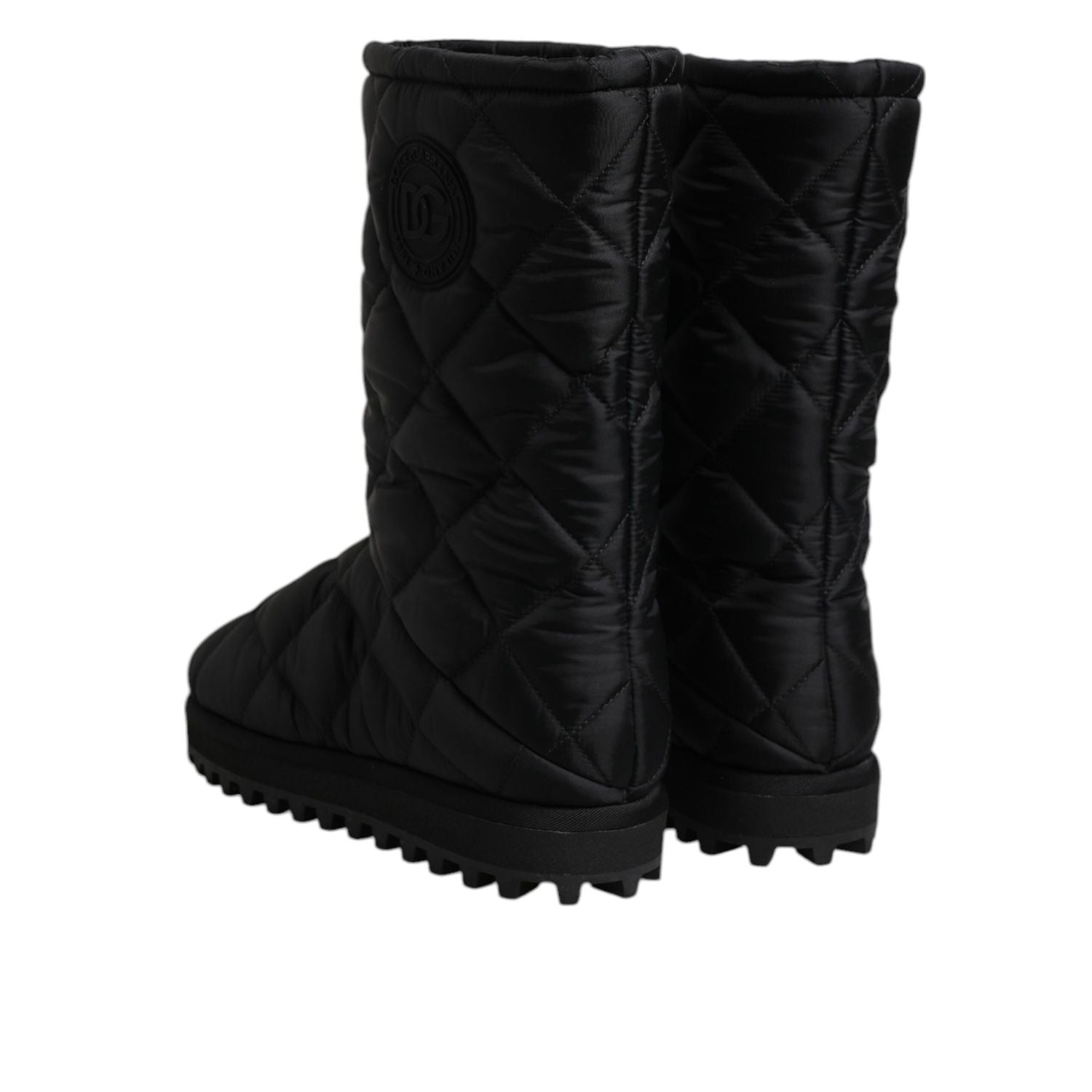 Dolce & Gabbana Black Polyester Padded Mid Calf Boots Winter Shoes