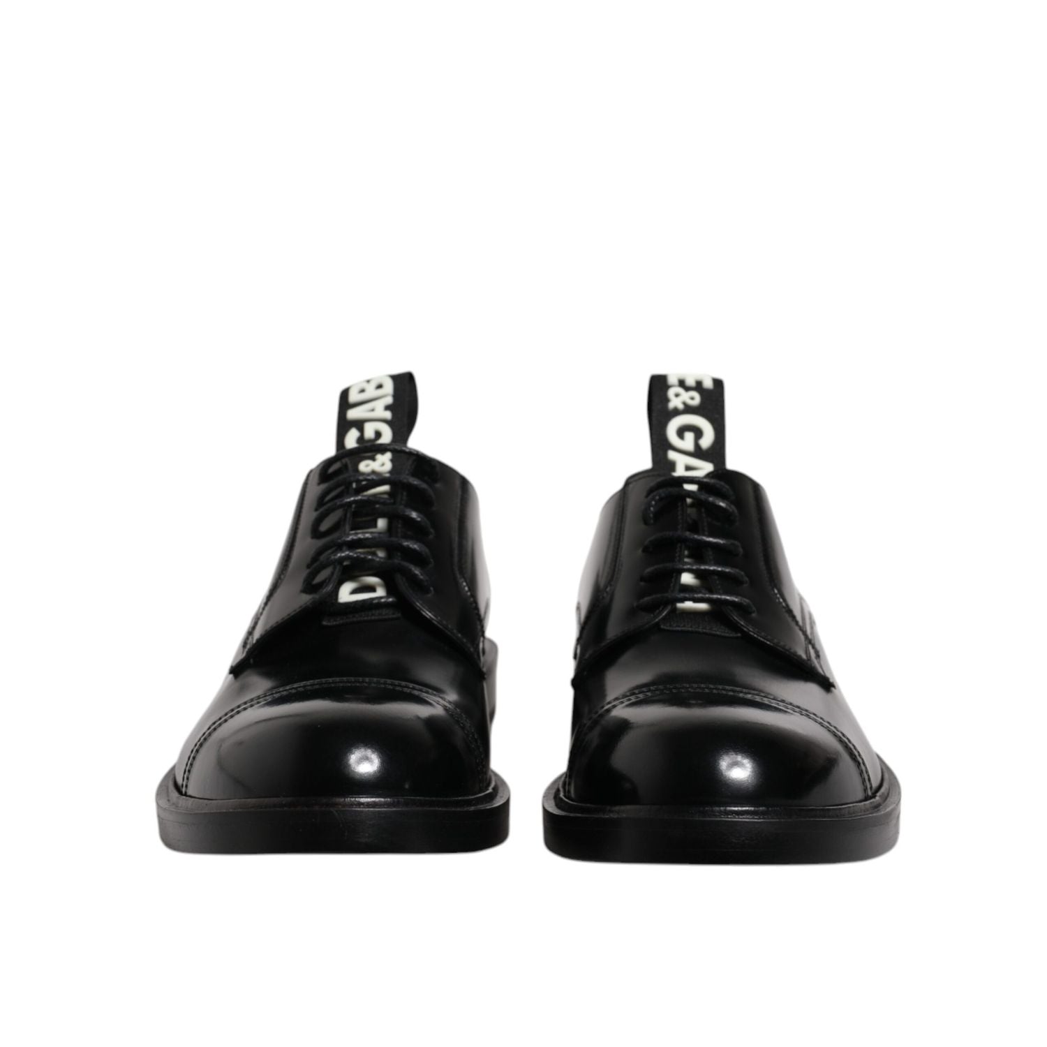 Dolce & Gabbana Black Patent Leather Derby Lace Up Formal Dress Shoes