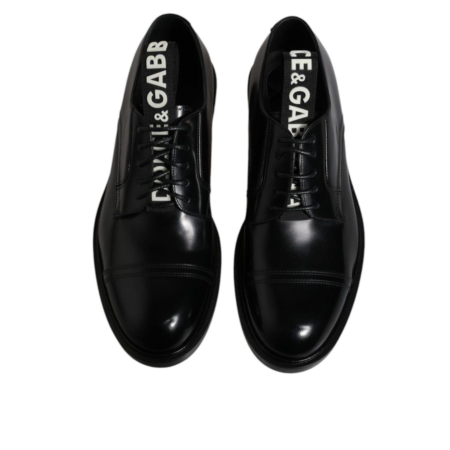 Dolce & Gabbana Black Patent Leather Derby Lace Up Formal Dress Shoes