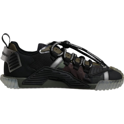Dolce & Gabbana Black Green Camo NS1 Low Top Sneakers Shoes