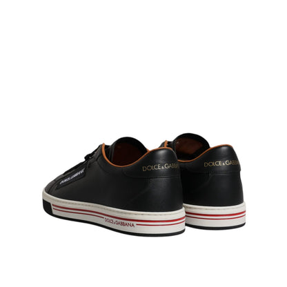 Dolce & Gabbana Black Leather Low Top Men Sneakers Shoes
